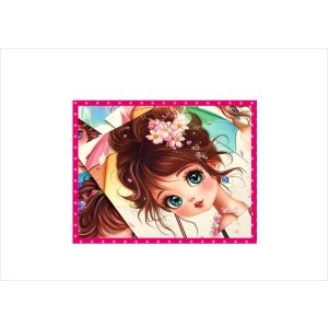 画像: 大きなカットシール＊虹色の傘＊女の子＊柄違い8枚＊オリジナル