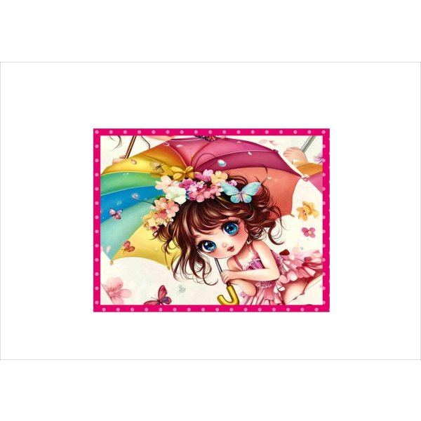 画像6: 大きなカットシール＊虹色の傘＊女の子＊柄違い8枚＊オリジナル (6)