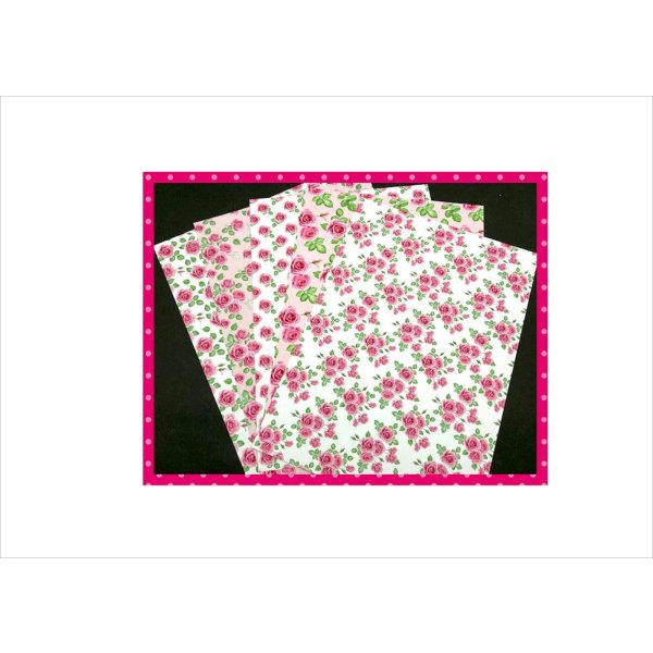 画像12: ピンクローズ*コラージュペーパー*柄違い5枚*オリジナル (12)