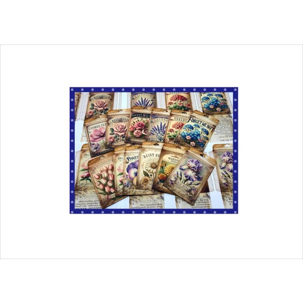 画像9: 花の種の袋＊デイジー＊自分で作る♪＊12柄＊素材セット＊ オリジナル (9)