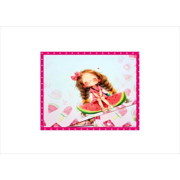 画像8: すいか大好き♪女の子＊メモ帳＊両面印刷＊36枚＊オリジナル (8)