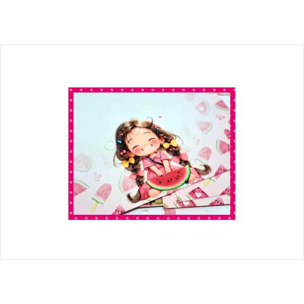 画像3: すいか大好き♪女の子＊メモ帳＊両面印刷＊36枚＊オリジナル (3)