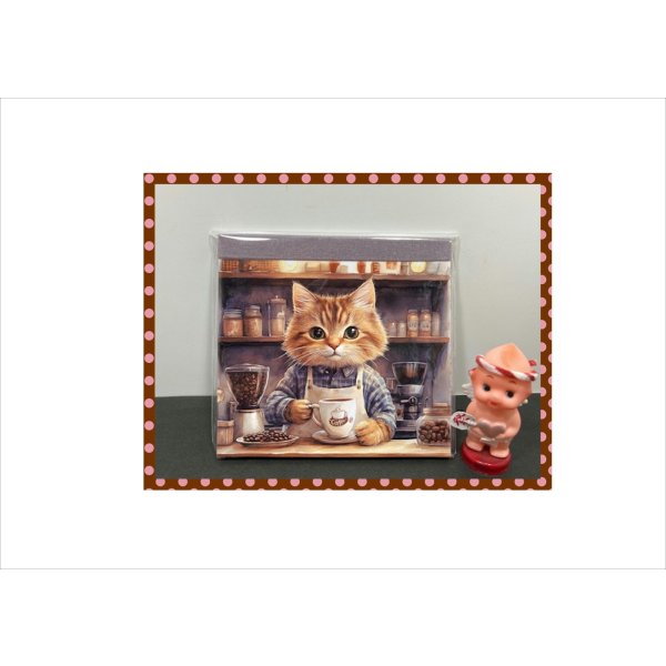 画像1: ネコのコーヒーショップ＊メモ帳＊両面印刷＊36枚＊オリジナル (1)