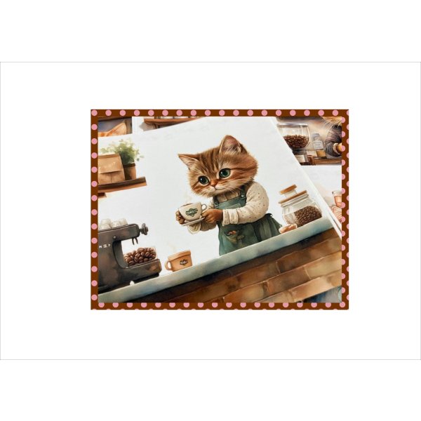 画像4: ネコのコーヒーショップ＊メモ帳＊両面印刷＊36枚＊オリジナル (4)