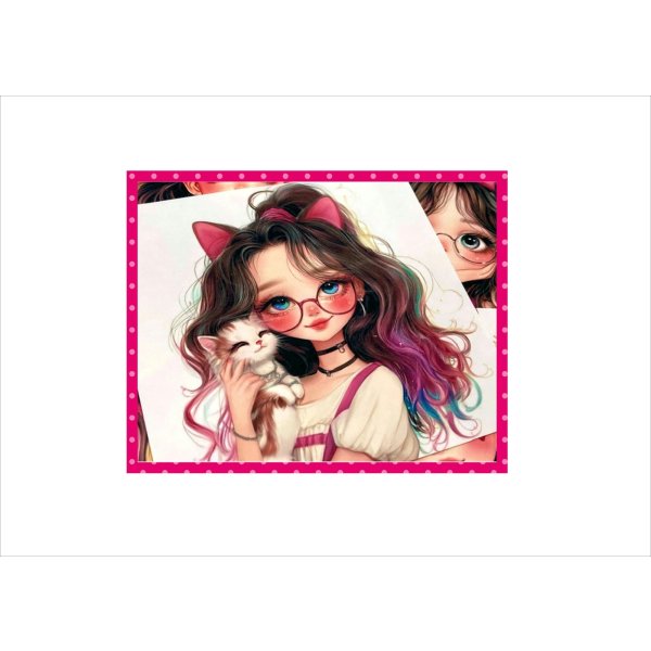 画像7: 大きなカットシール＊ピンクリボンガール＊女の子＊柄違い10枚＊オリジナル (7)