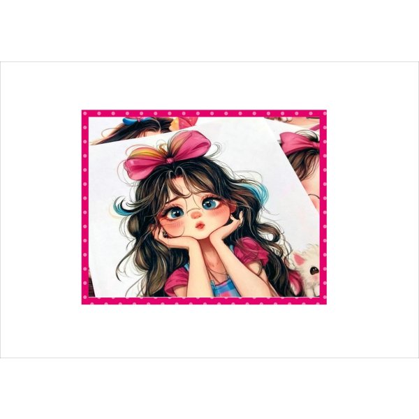 画像3: 大きなカットシール＊ピンクリボンガール＊女の子＊柄違い10枚＊オリジナル (3)