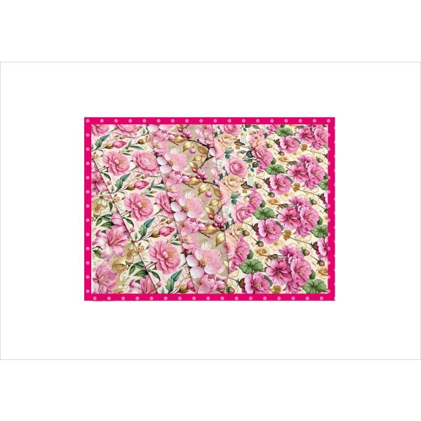 画像1: 五種類の花＊コラージュペーパー＊柄違い5枚＊オリジナル (1)