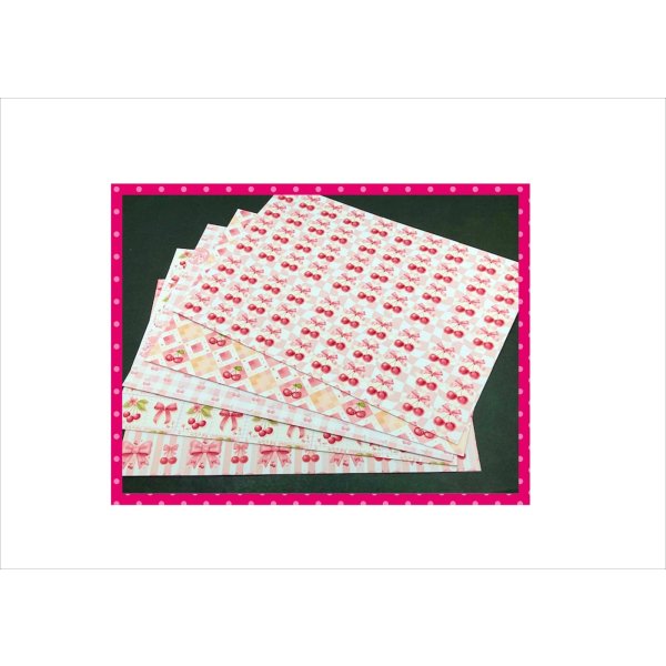 画像12: さくらんぼ＊コラージュペーパー＊柄違い5枚＊オリジナル (12)