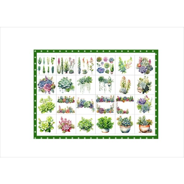 画像9: パーツ＊多肉植物＊コラージュペーパー＊柄違い＊4枚＊オリジナル (9)