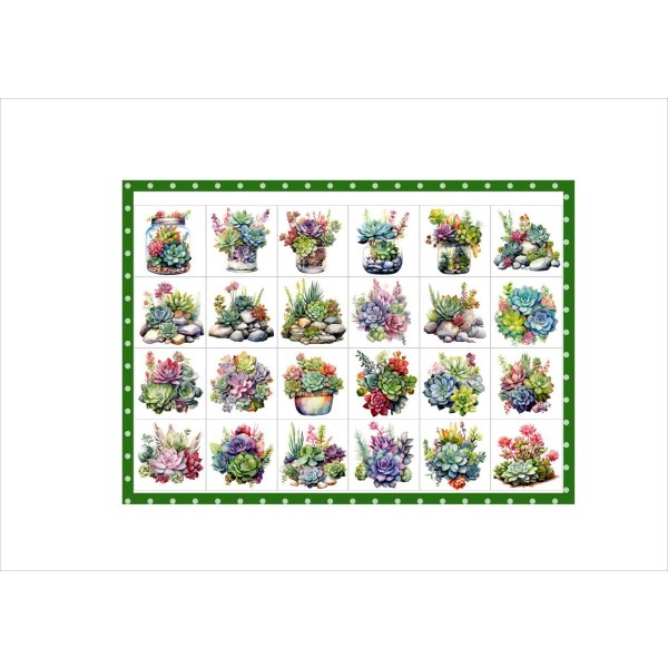 画像3: パーツ＊多肉植物＊コラージュペーパー＊柄違い＊4枚＊オリジナル (3)