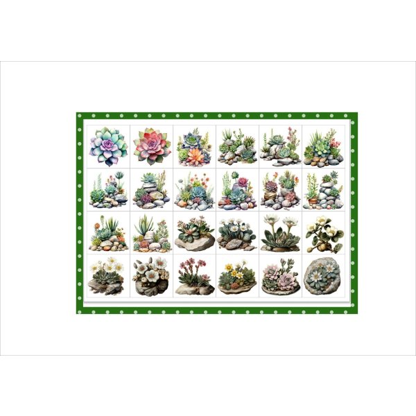 画像5: パーツ＊多肉植物＊コラージュペーパー＊柄違い＊4枚＊オリジナル (5)