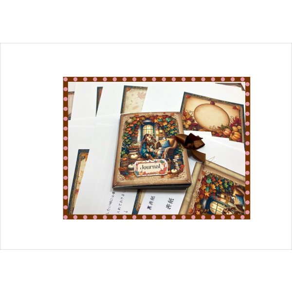画像21: 秋のスクラップブック＊ジャンクジャーナル＊ブラッズ付き＊作り方あり♪キット＊ オリジナル (21)