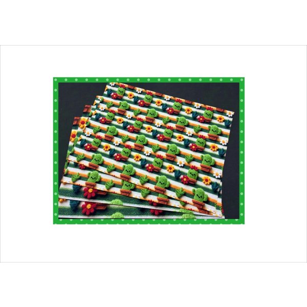 画像2: もこもこサボテン＊3D＊コラージュペーパー＊4枚（大小×2枚）＊オリジナル (2)