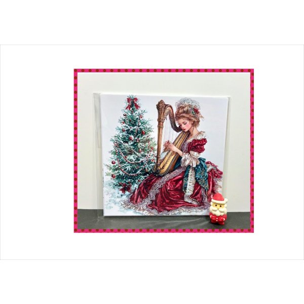 画像2: ハープと女性＊ペーパーセット＊大きめ折り紙＊柄違い10枚＊オリジナル (2)