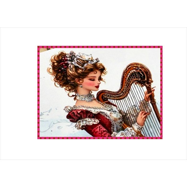 画像4: ハープと女性＊ペーパーセット＊大きめ折り紙＊柄違い10枚＊オリジナル (4)