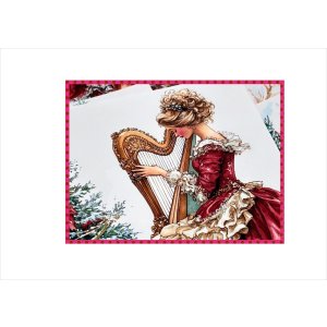 画像: ハープと女性＊ペーパーセット＊大きめ折り紙＊柄違い10枚＊オリジナル