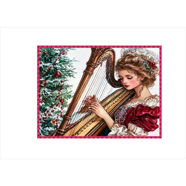 画像5: ハープと女性＊ペーパーセット＊大きめ折り紙＊柄違い10枚＊オリジナル (5)