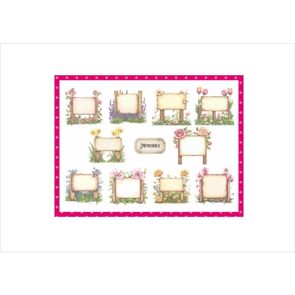 画像2: パーツ＊花看板＊ウェルカムサイン＊コラージュペーパー＊柄違い＊4枚＊オリジナル (2)