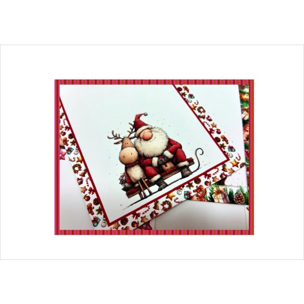 画像7: サンタさんとトナカイ＊クリスマスカード＊柄違い12枚＊両面印刷＊オリジナル (7)