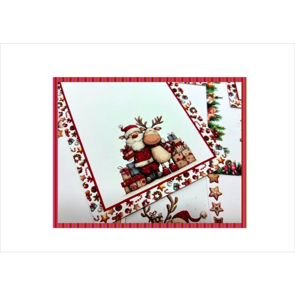 画像4: サンタさんとトナカイ＊クリスマスカード＊柄違い12枚＊両面印刷＊オリジナル (4)