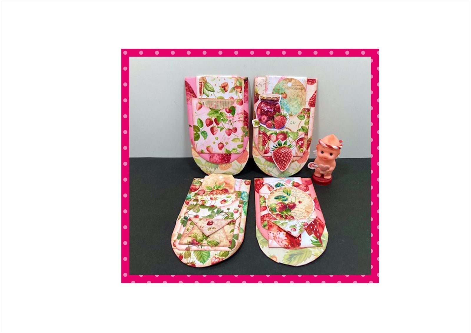 隠しクリップポケット＊いちご＊ゼムクリップ付き＊作り方あり